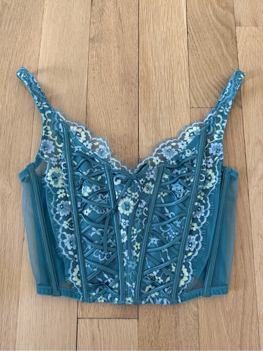 Victoria's Secret Teal Floral Lace Corset